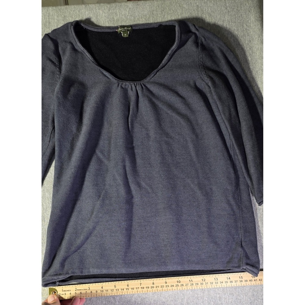 Eddie Bauer Women 3/4 Sleeve Cotton Blouse Grey Medium